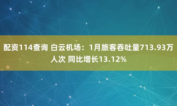 配资114查询 白云机场：1月旅客吞吐量713.93万人次 同比增长13.12%