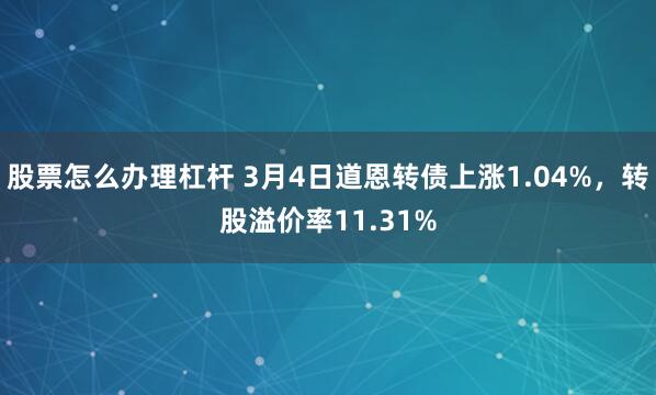 股票怎么办理杠杆 3月4日道恩转债上涨1.04%，转股溢价率11.31%